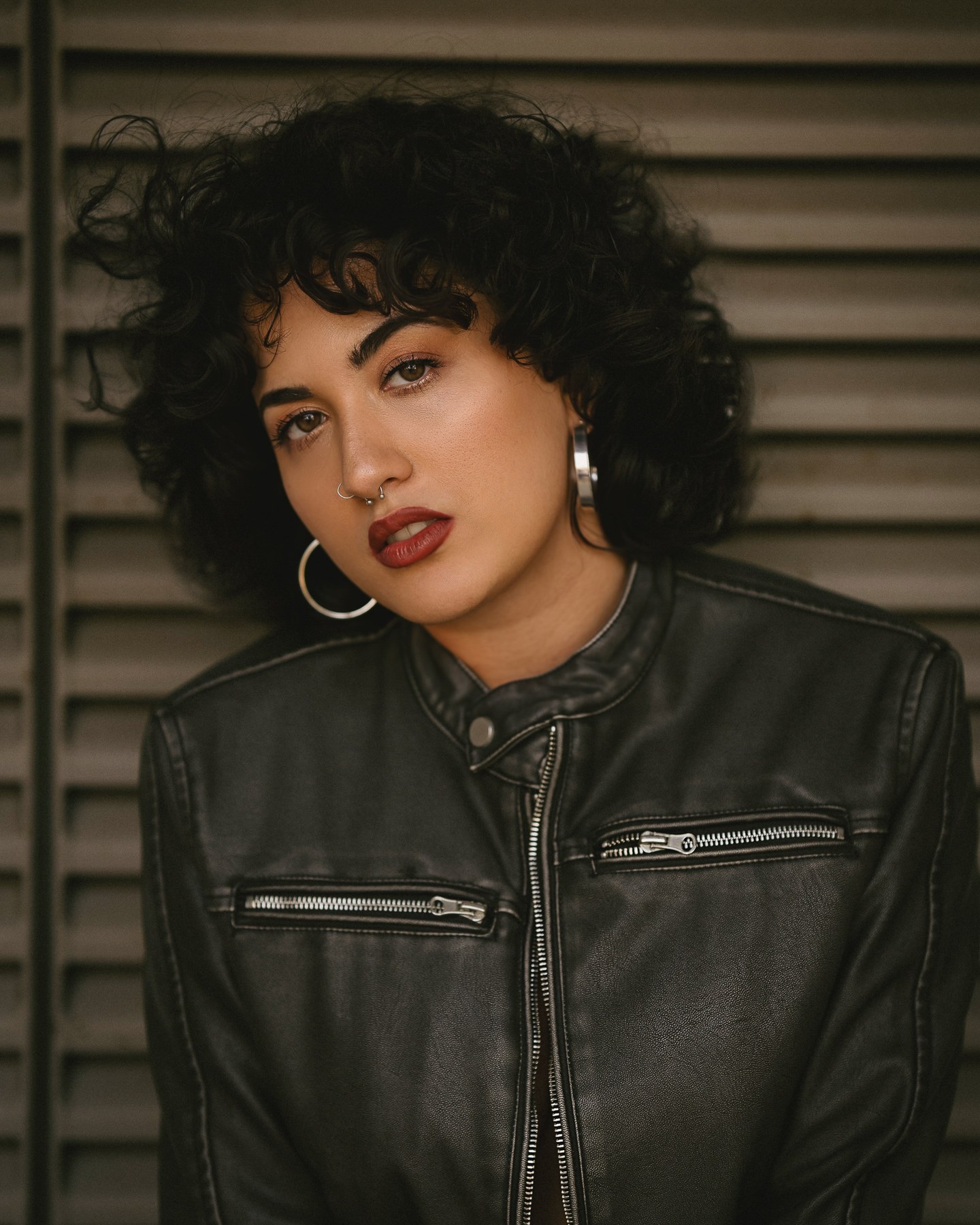 Fashion portrait in a leather jacket