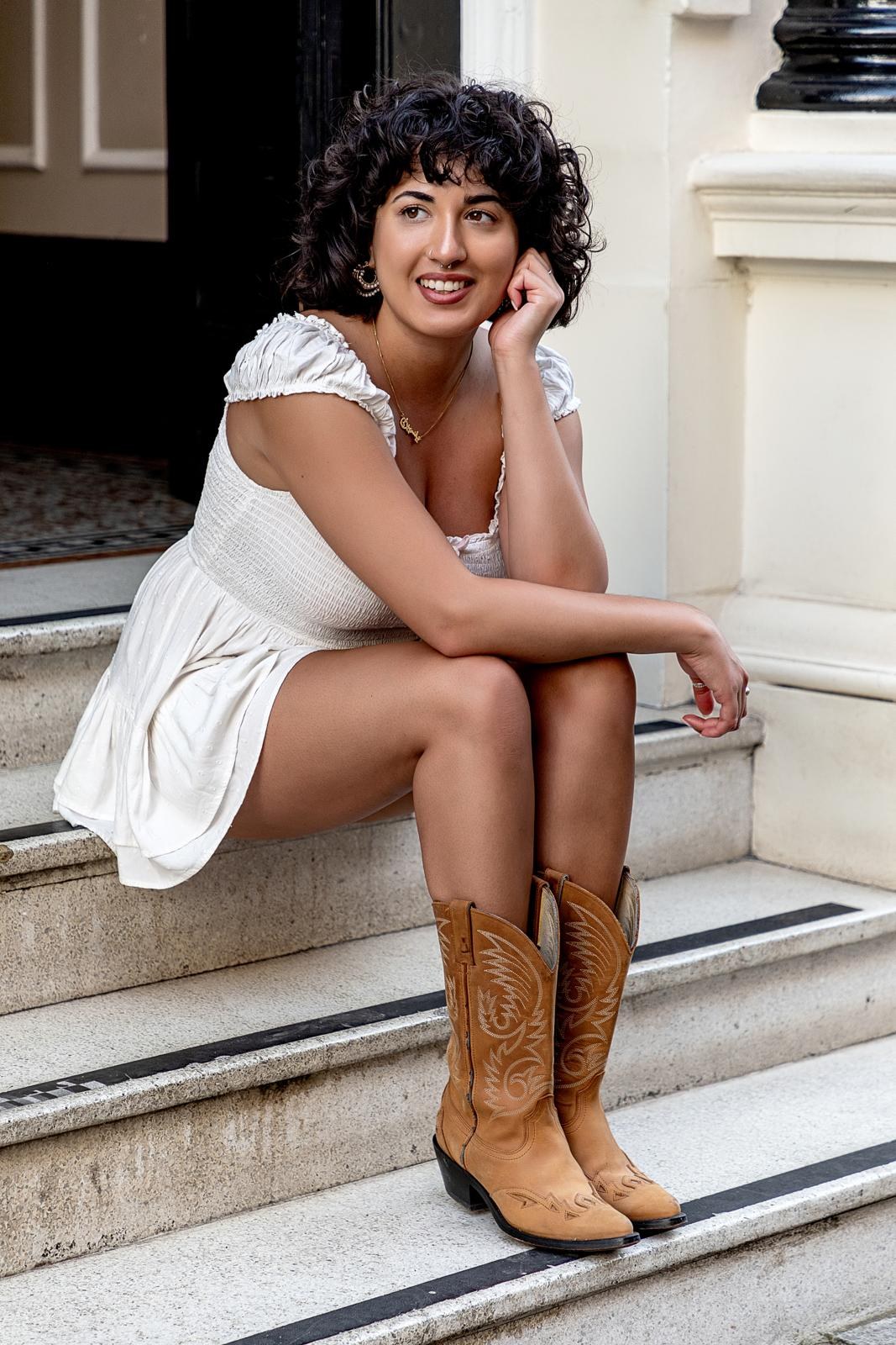Fashion photograph on a staircase